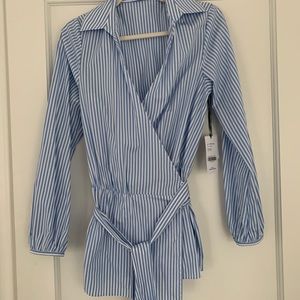 Blue and white stripped size 8 blouse by Worth